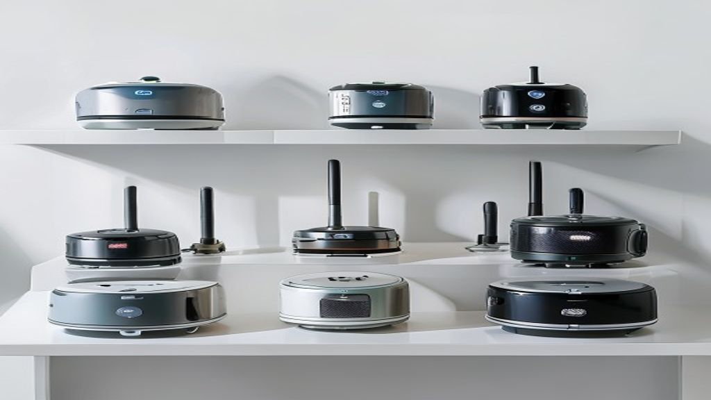Best robot vacuum and mop combo units displayed on a shelf in professional product photography